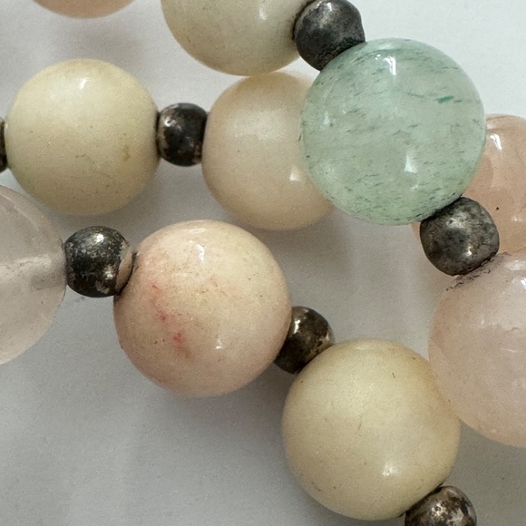 Vintage Beaded Necklace Rose Quartz Aventurine Amethyst Gemstone Natural 24" - Picture 9 of 15